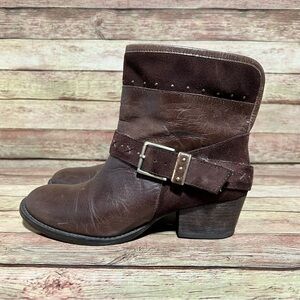 The Sak Brown Leather Foldover Ankle Boots